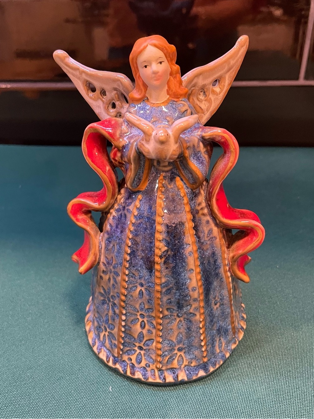 Beautiful handmade/handpainted ceramic angel bell